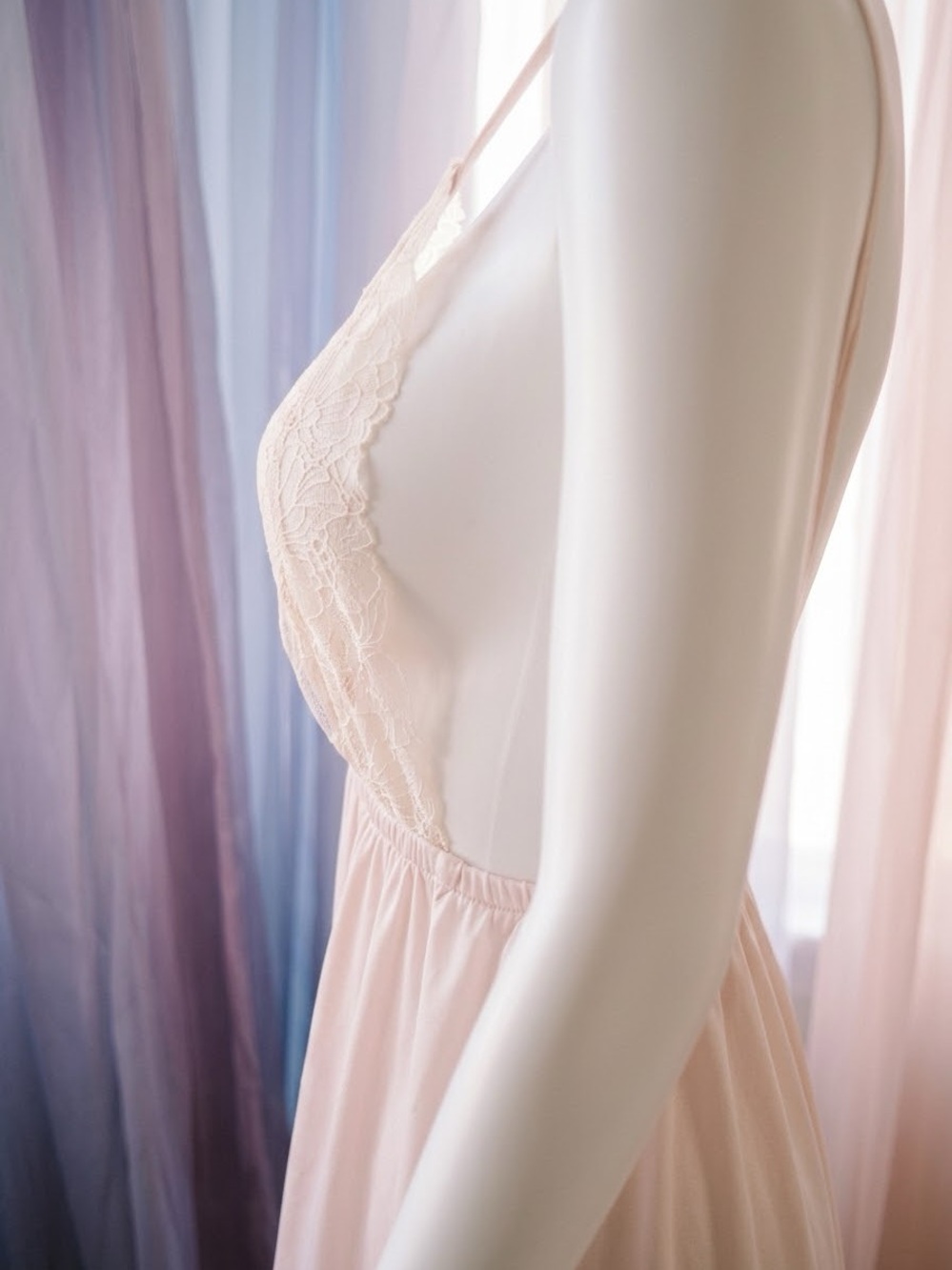 NWT SKIMS Sleep Babydoll Dress Lace Trim Barely Pink Medium OP-DRS-11782W